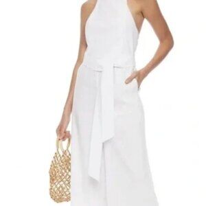 Alice + Olivia Franny cropped belted linen-blend halterneck jumpsuit Size 2
